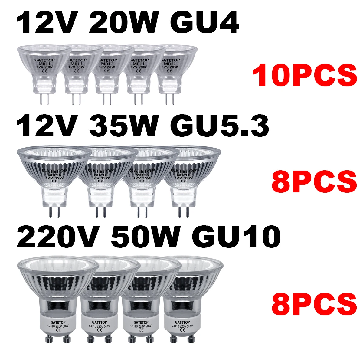 

Галогенная лампа 20 Вт, 35 Вт, 50 Вт, GU10, GU4, GU5.3, 220 В, 12 В, MR11, MR16, стеклянная лампа для дома
