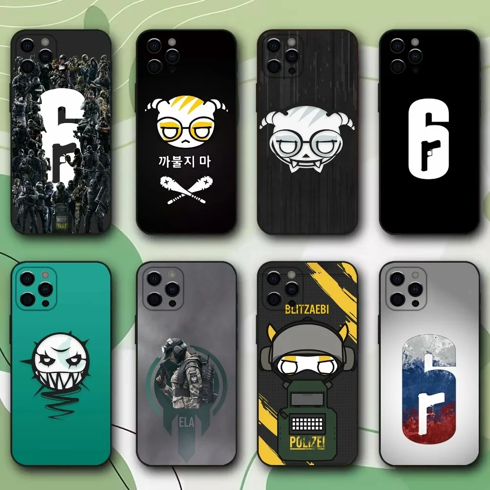 Чехол для телефона Game Rainbow S-Six S-осада iPhone 15 14 13 12 11 Pro X XS Max XR Plus мягкий черный