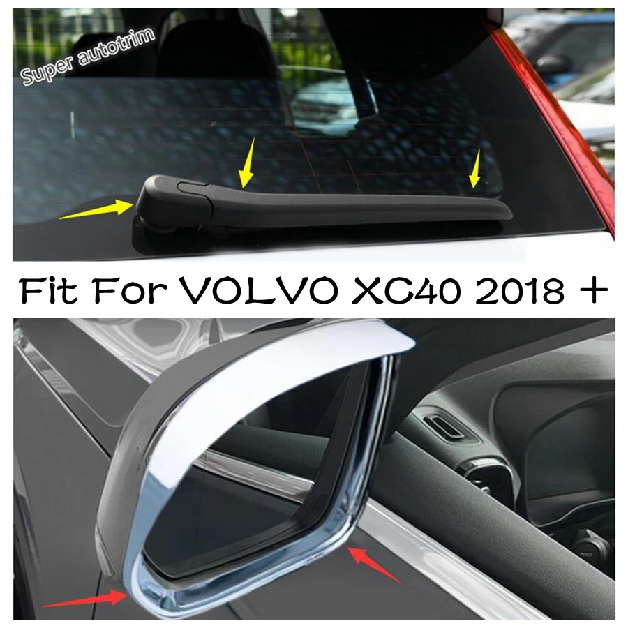 

Chrome Exterior Door Rearview Mirror Eyebrow Rain Frame Rear Window Wiper Cover Trim ABS For VOLVO XC40 2018 - 2022 Accessories