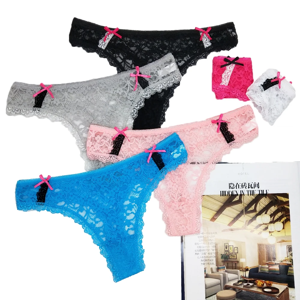 

12Pcs/Set Women Panties Sexy Thongs G-string Lace Lingerie Female Underwear Ladies Low Waist T-back Transparent Underpants Tanga
