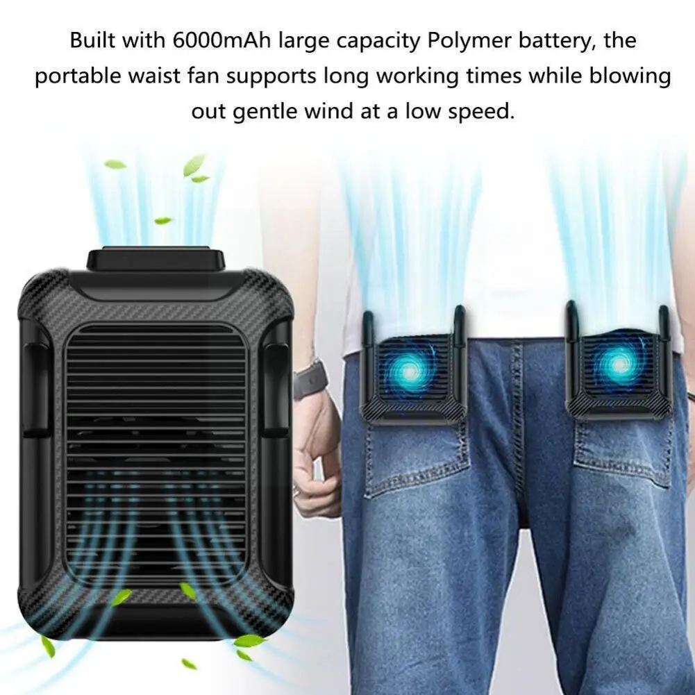 

Wireless Waist Mounted Fan With USB Rechargeable Battery Personal Waist On Waist Portable Hanging Clip Fan Hanging Mini New E0O3