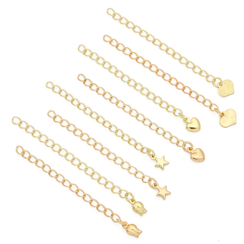 2pcs 14K 18K White Gold Silver Gold Plated 60mm Bracelet Necklace Homemade Extend Tail Chains For DIY Jewelry Making Accessories