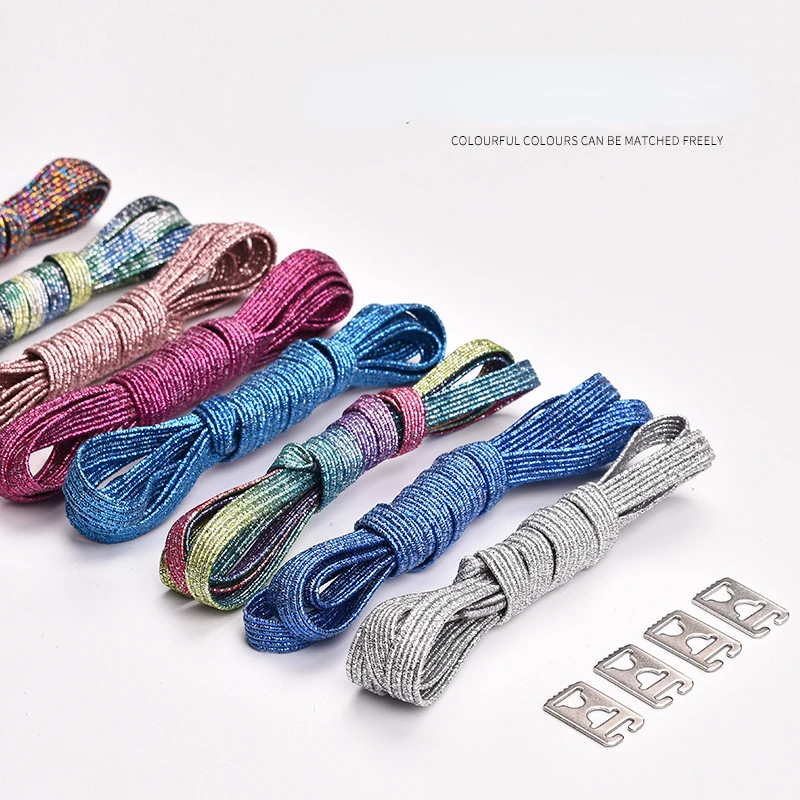 Elastic Laces Sneakers Metal Buckle Colorful Candy No Tie Shoelaces For Men's Women's Sneakers