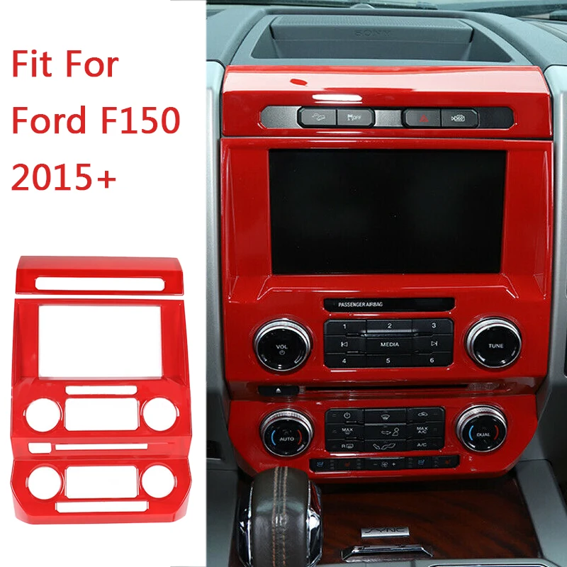 

2Pcs ABS Red Emergency Light Switch Central Control Navigation GPS Panel Trim Cover Cap Fit for Ford F-150 2015-2018 2019 2020