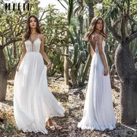jeheth wedding dress for women 2022 sexy hollow lace spaghetti straps chiffon v neck backless bridal gown vestido de fiesta de