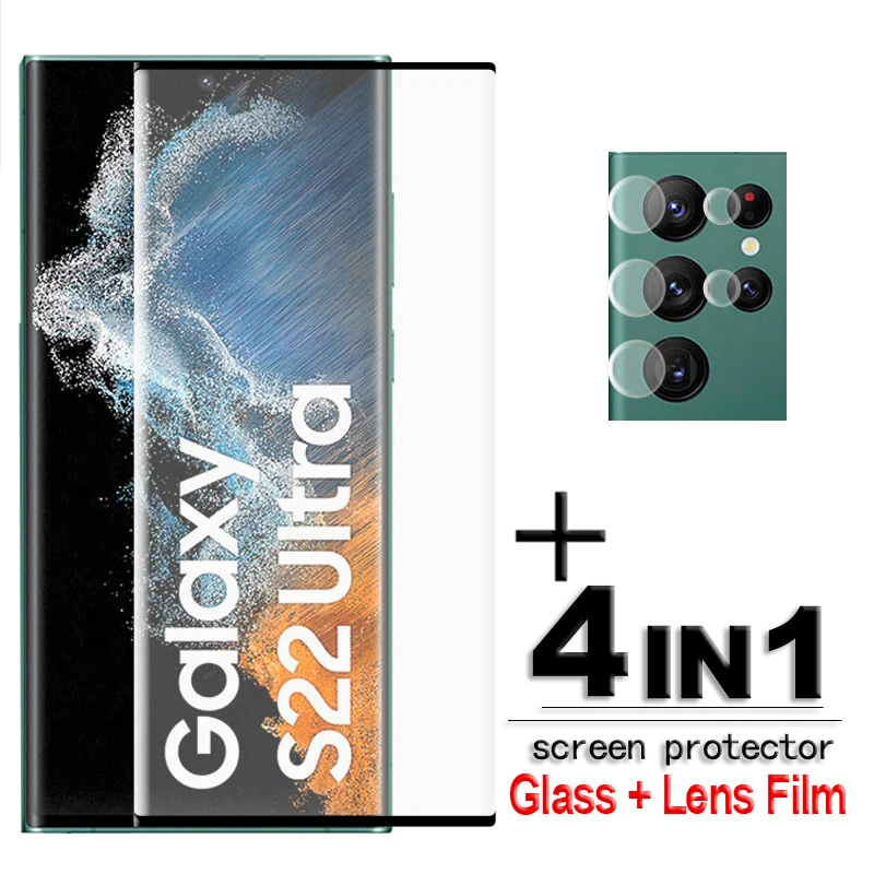 

Для Samsung Galaxy S22 ультра стекло 3D полное покрытие изогнутая Защита экрана для Samsung S22 ультра тонкие закаленное стекло HD пленка для объектива