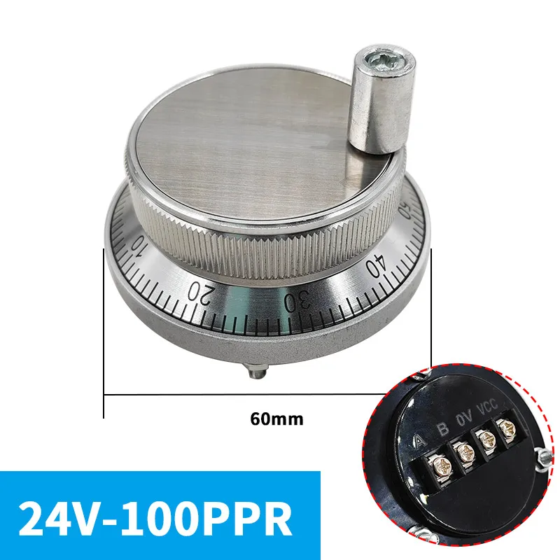 

Маховик импульса с ЧПУ, 24 В, 4 контакта, импульс 100, ручной генератор импульсов, маховик, машина с ЧПУ, 60 мм, поворотный энкодер, ПЛК NPN