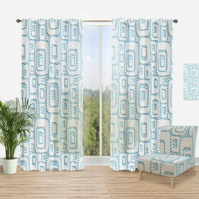 

Fantastically Beautiful Mid-Century Modern White Patterned Home Decor Curtain Panels - Perfect for Your Home Decorating Transfor