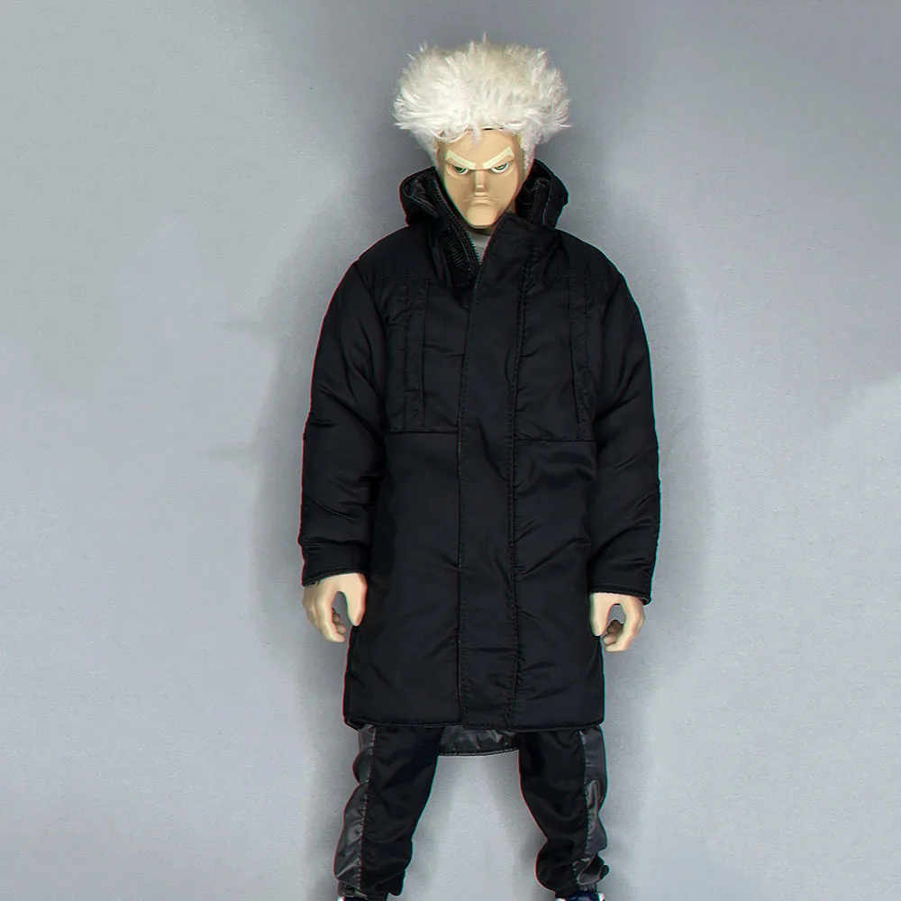 

In Stock CROW DH TOYS 1/6 Scale Male Soldier Fashion Cotton Jacket Black Long Jacket Fits 12 Inches Action Figure Model Toys