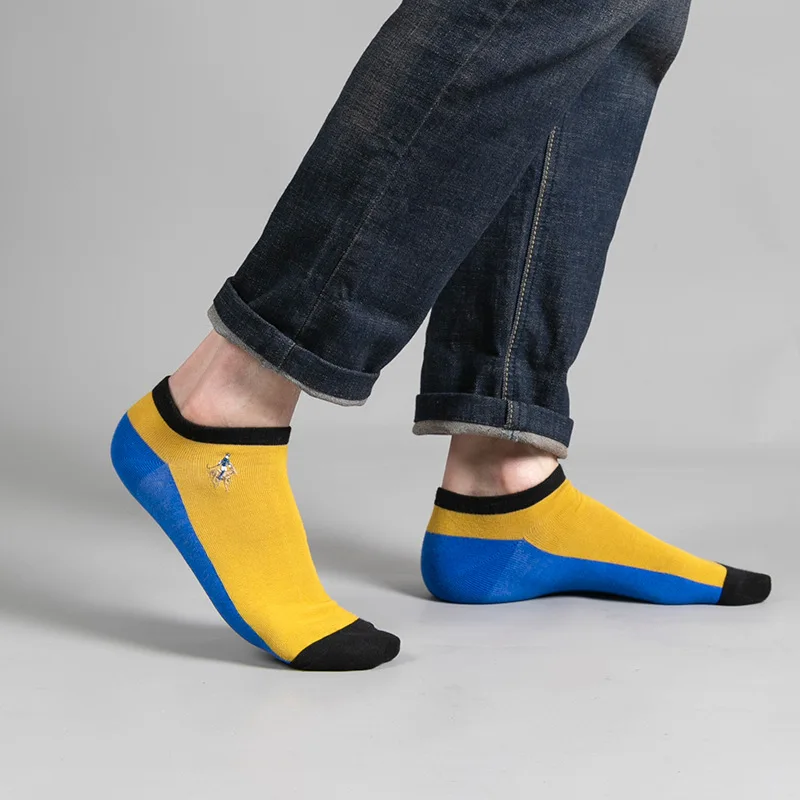 Deodorant ship socks men's latest fashion casual socks color embroidery anti slip genuine boys' favorite gift pure cotton socks