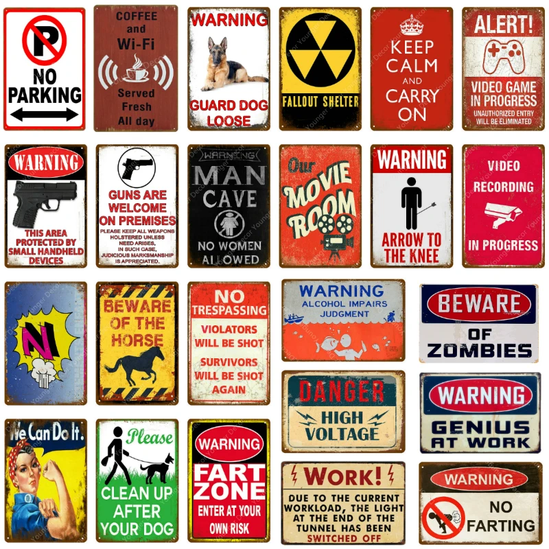 

Warning Beware Of Zombies Coffee And Wifi Metal Signs Home Movie Room Retro Wall Painting Decor Man Cave Poster YJ133