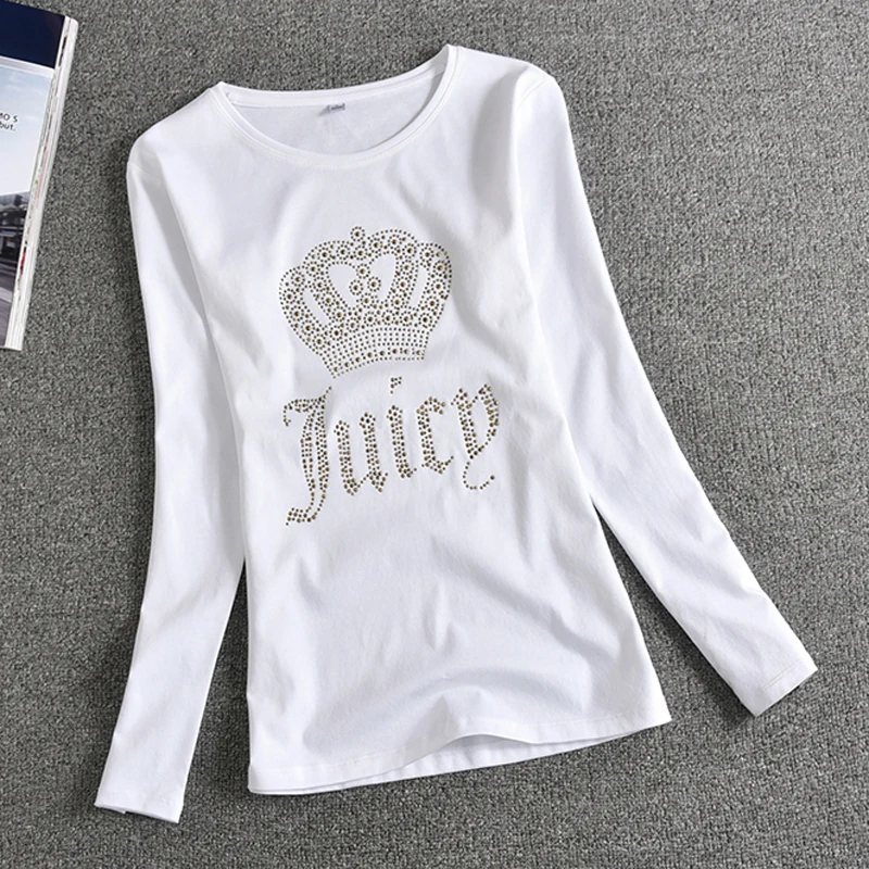 

Women Clothes Spring Summer Casual Women's Clothing Elegant Diamonds Pattern Long Sleeve T-Shirts Female Fashion Tops S-2XL