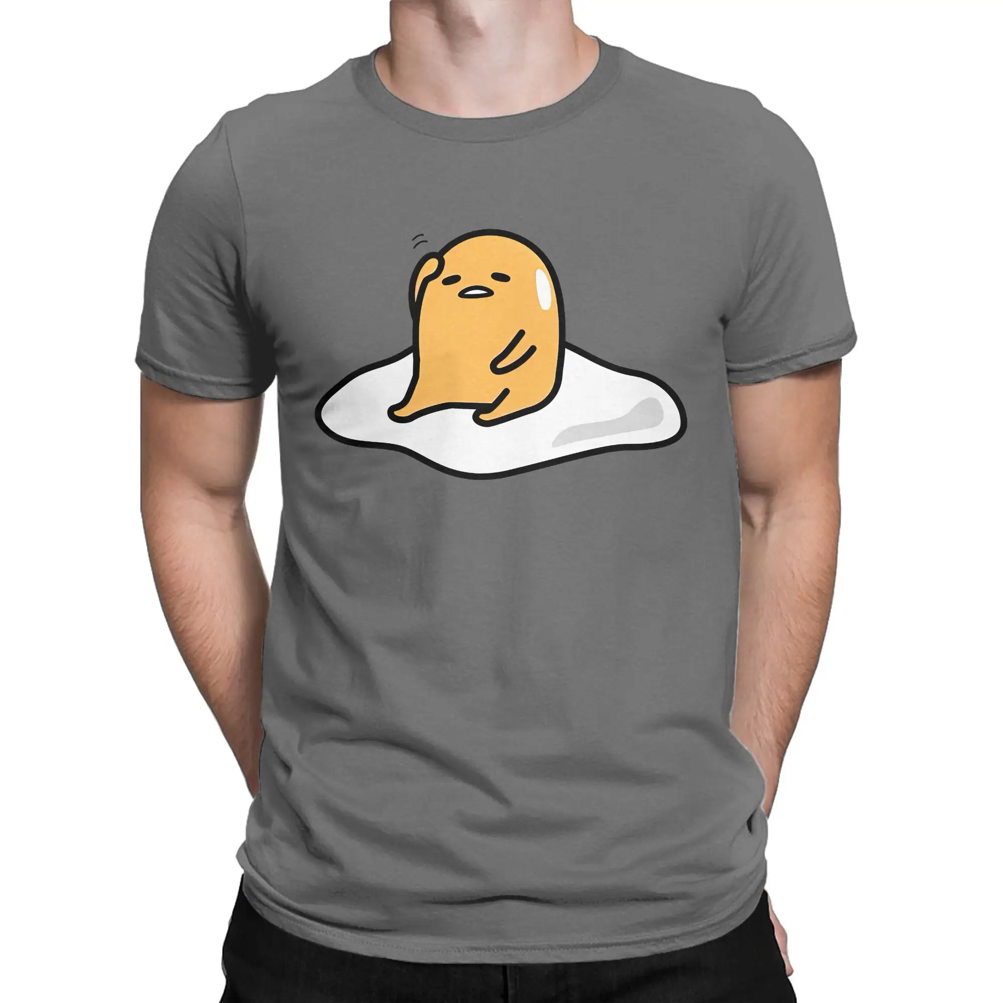 Gudetama Wipe sweat T Shirts Men's Pure Cotton Funny T-Shirt Round Neck Tee Shirt Short Sleeve Clothing Unique