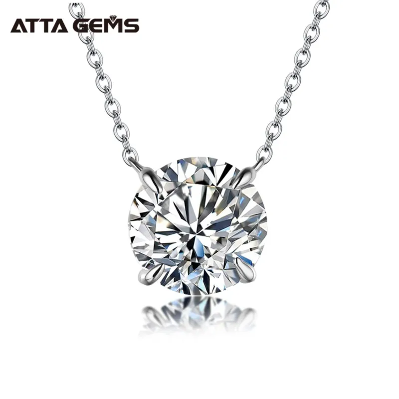 Moissanite Diamond 6.5mm 1CT Necklace For Woman Pendant 925 Silver Necklace For Women Chains Party Bridal Fine Jewelry
