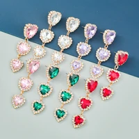 new trend heart glass rhinestone drop earrings womens exaggerated popular dangle earrings banquet jewelry accessories