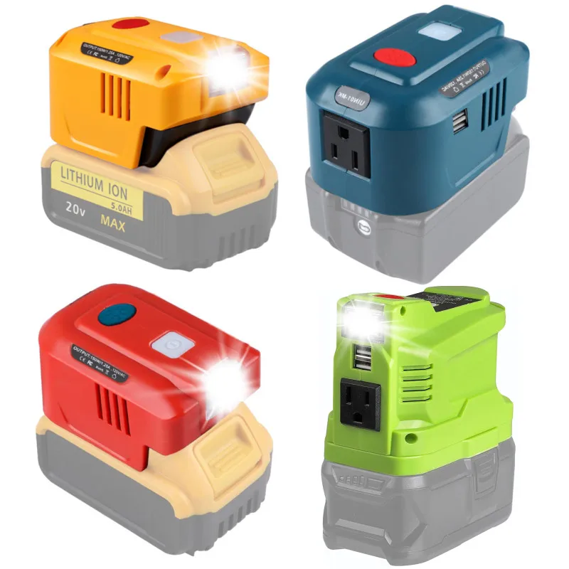 150 Вт Инвертор источника питания с двумя USB-портами для Makita/Dewalt/Milwaukee/Ryobi 18 в 110 ~ 120 В с розеткой переменного тока