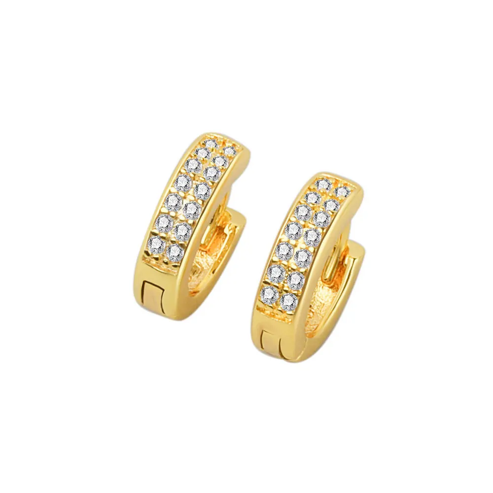 

European and American 925 Sterling Silver Double Row Zircon Small Hoop Earrings for Women Simple Fashion All-match Ear Jewelry