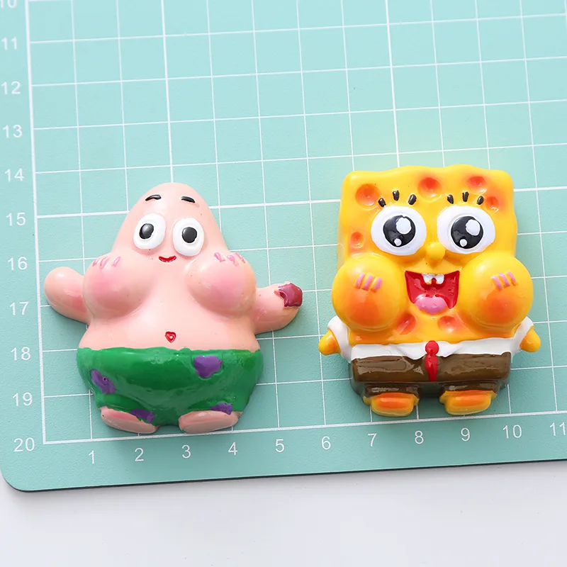 Animated Cartoon Spongebob Squarepants Cute Refrigerator Magnet 3D Sticker Fun Magnetic Decorative Gift Toy Kawai Patrick Star