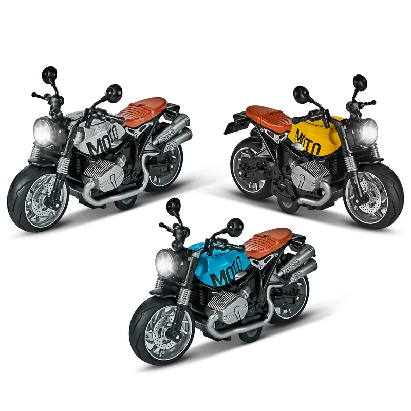 

Simulation Alloy Back To The Sound And Light Retro Latte Motorbike Model Dazzling Light Model Children's Toys Birthday Gift