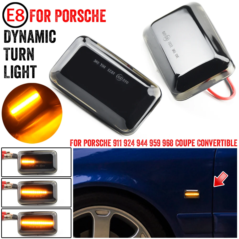 

2Pcs LED Dynamic Side Marker Turn Signal Light Lamp For Audi 100 C3 C4 200 A6 S6 4A/C4 80 90 B2 B3 B4 Cabriolet Coupe V8 4000