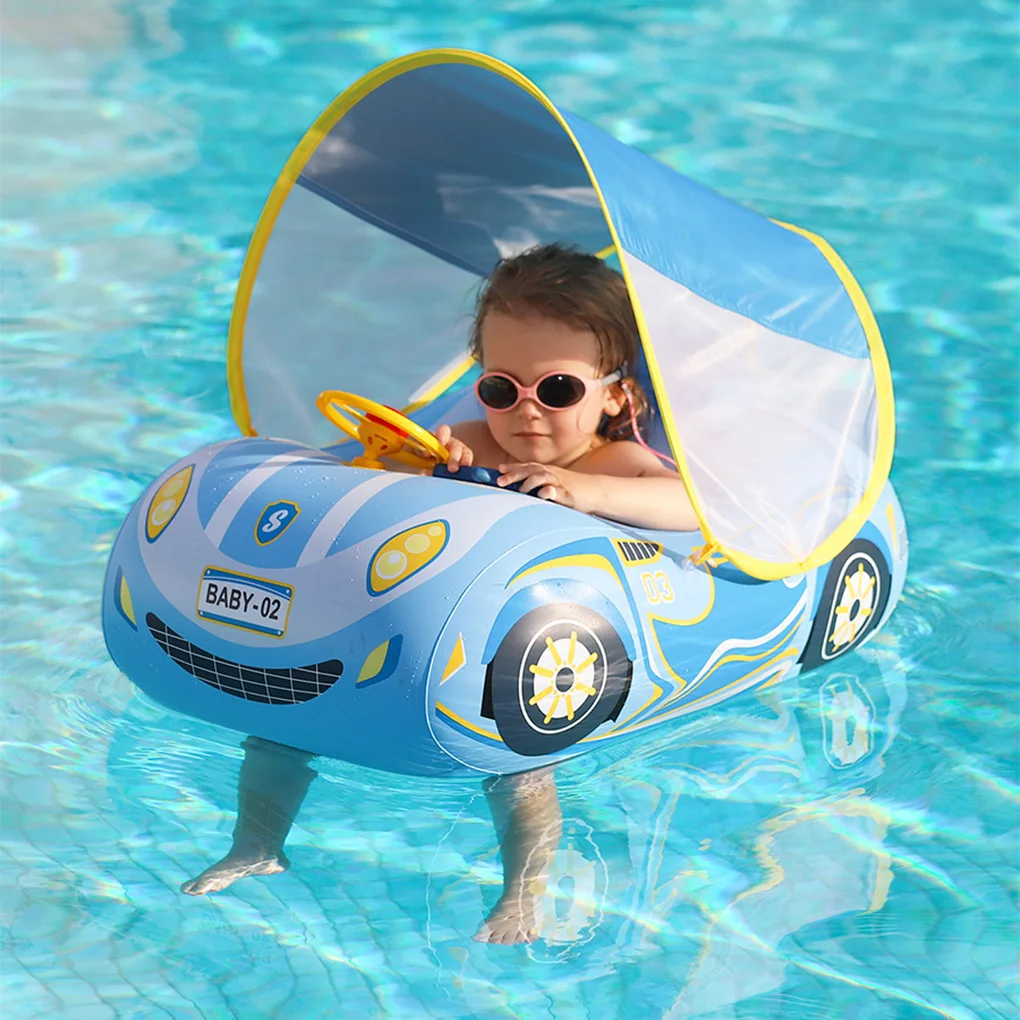 

Car Shape Kids Swimming Seat Ring Inflatable Swimming Ring Portable Pool Float Lovely Summer Swim Boat Circle Bathing Water Toy