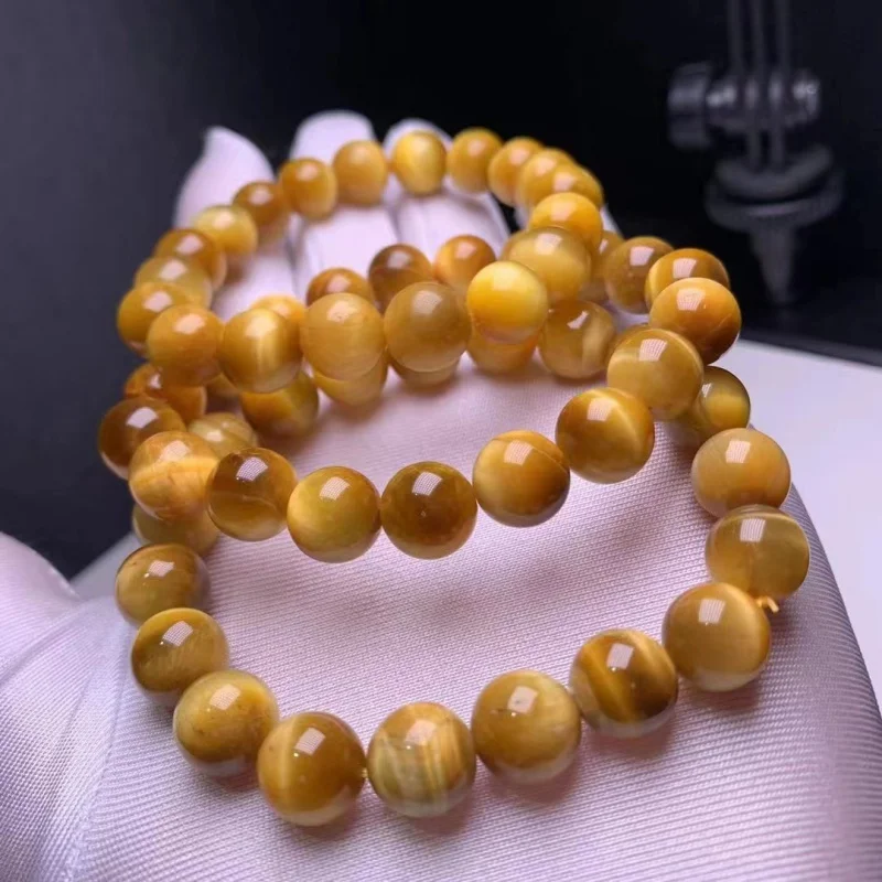 Ювелирный браслет мужской и женский золотой камень тигровый глаз