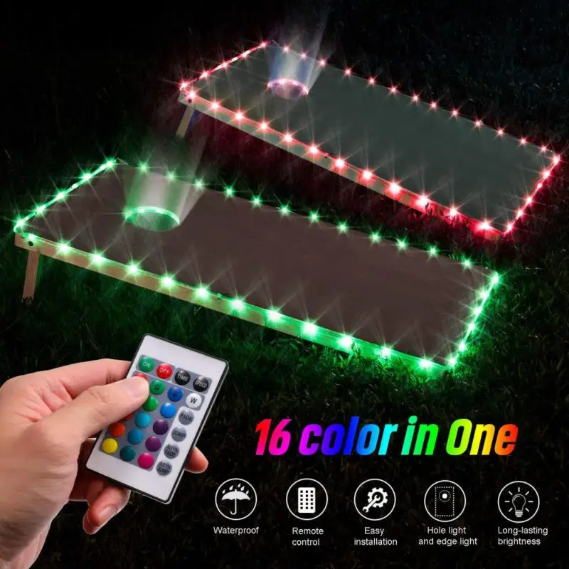 

16 Color Rgb Edge 16 Colors Waterproof Durable Rgb Color Changing Variable Lighting Mode For Cornhole Board Strip Light 16 Ft