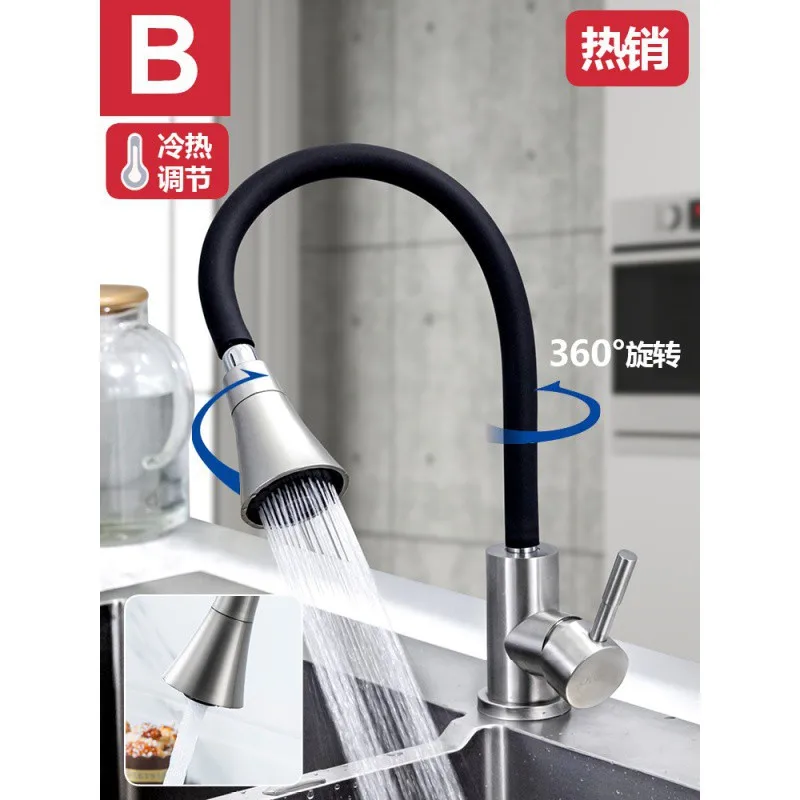 

Kitchen Faucet with Pull Down Sprayer Single Handle Pull Out Kitchen Sink Faucet Offers Efficient Cleaning for RV, Laundry, Bar
