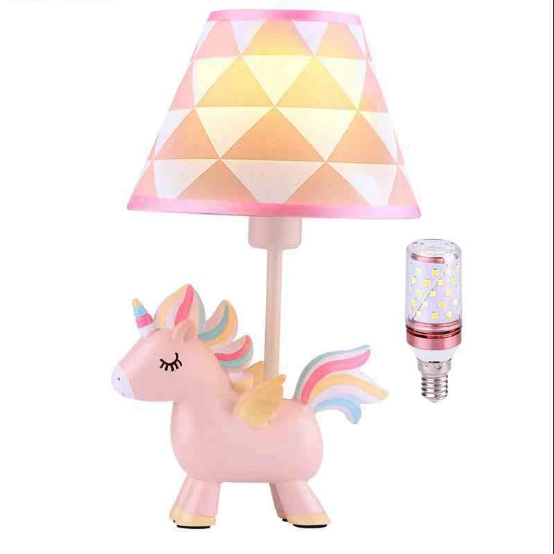 

Cute LED Unicorn Lamp Kids Bedside Table Lamp with Shade & Bulb Girls Nursery Dressers Desk Lamp Bedroom Decortion Gifts
