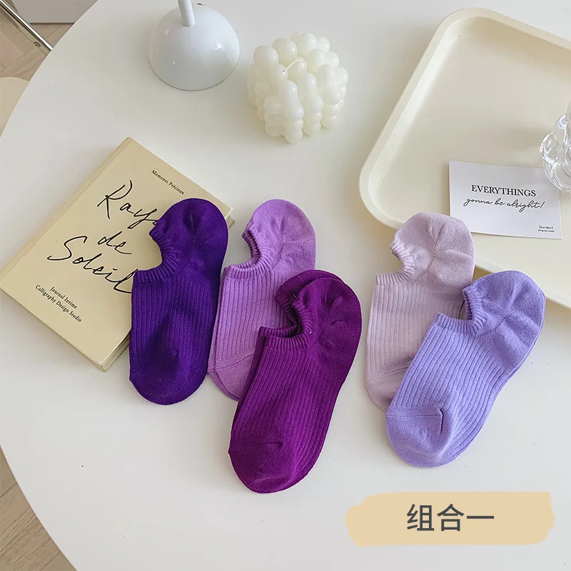 25 Pairs Girl Ankle Socks Women Cotton Female Casual Summer Short Thin Boat Socks Fashion Hipster Macaron Color