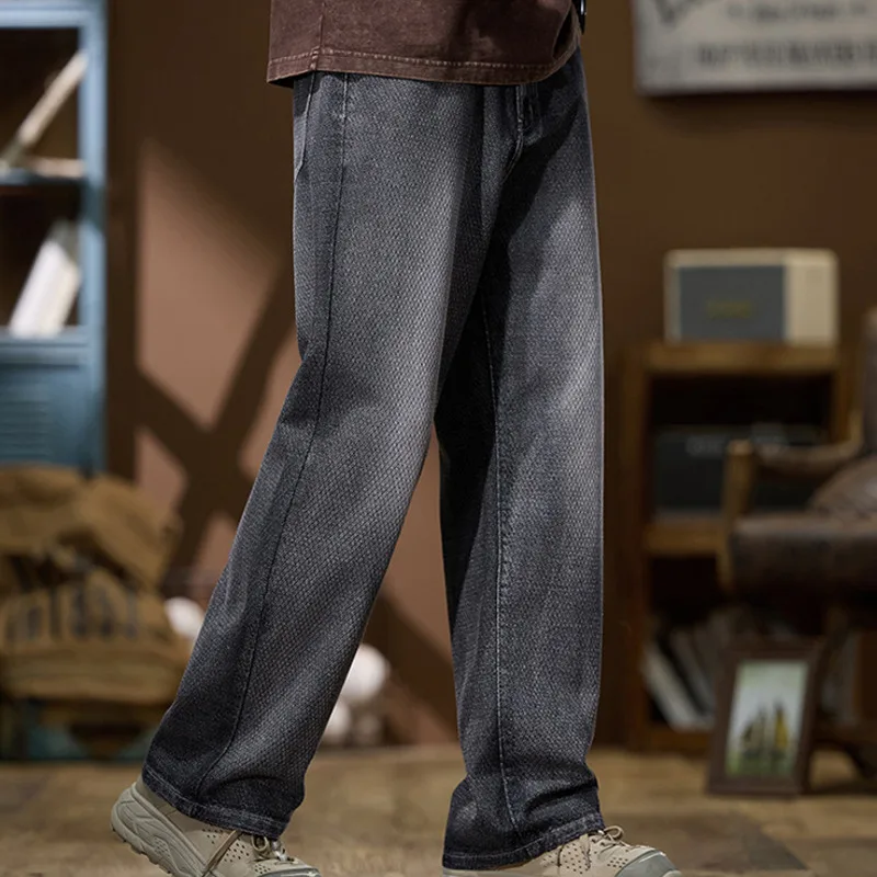 2024 осенние новые мужские модные брендовые потертые прямые джинсы со средней