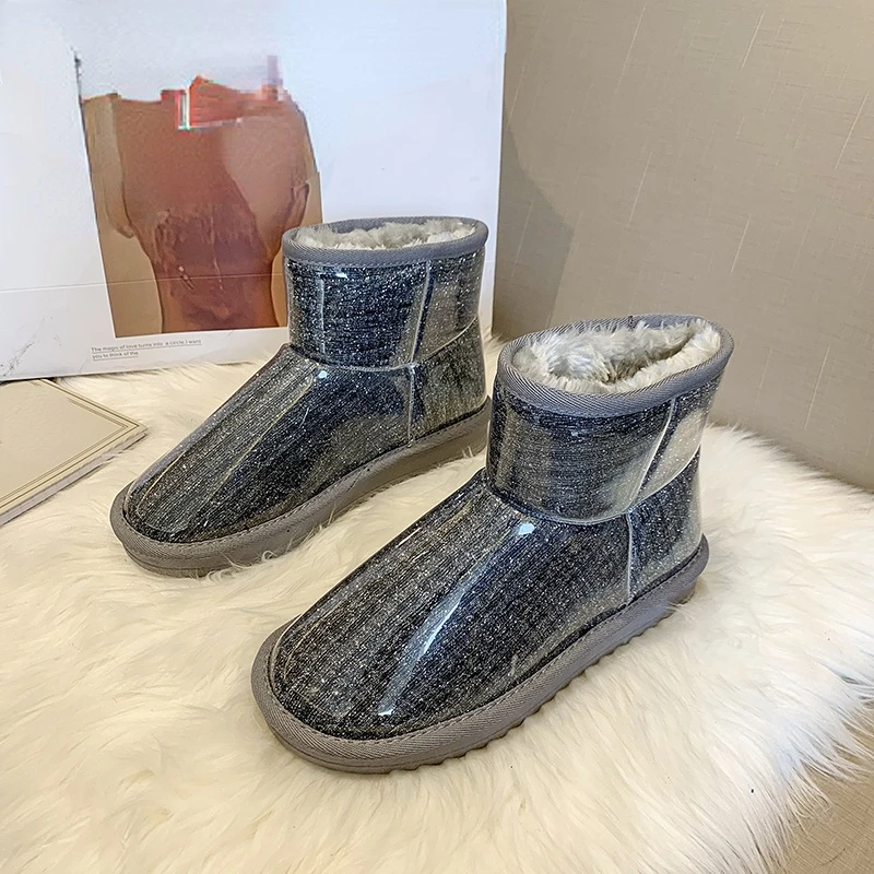 

Женские ботинки без шнуровки, теплые короткие плюшевые ботинки челси на плоской платформе, повседневная обувь, новинка зимы 2022