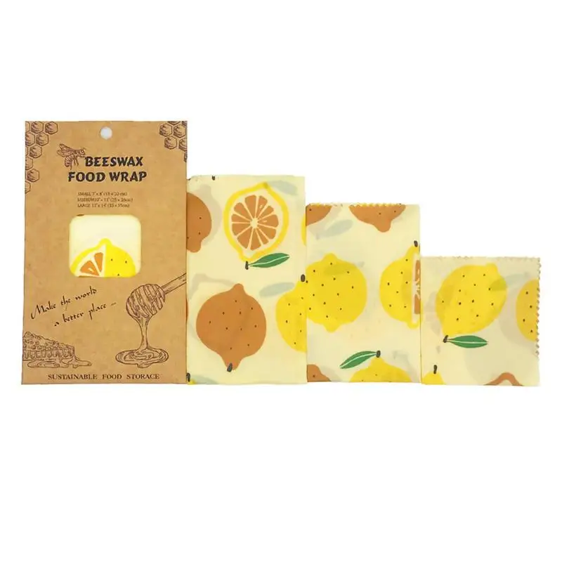 

Beeswax Wraps For Food Reusable Wrap Set For Sandwich 3Pcs Watercolor Pattern Organic Sustainable Bread Sandwich Packing Bags