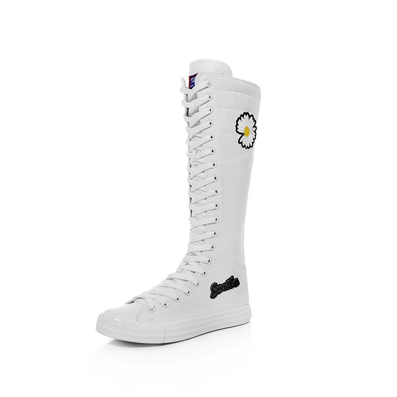 

Long Canvas Shoes Women's Shoes Handmade Custom Daisy Decoration Casual Comfortable Walking 35-43