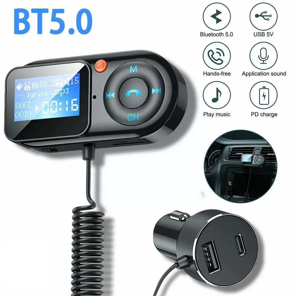 

Автомобильный MP3-плеер Bluetooth 5,0 Fm-трансмиттер комплект громкой связи аксессуары ЖК Aux зарядный модулятор Автомобильный Usb 18 Вт Fm аудио автомо...