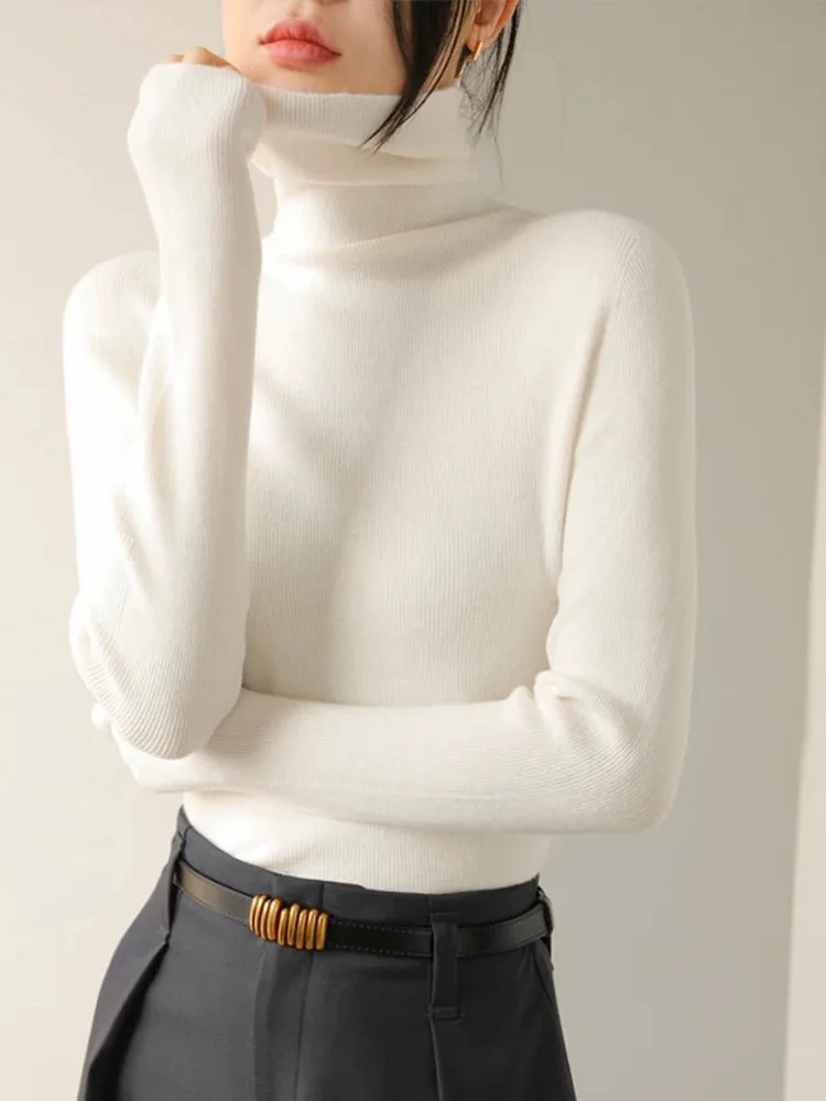 Голубой шерстяной свитер для женщин 2024 осень и зима новый универсальный