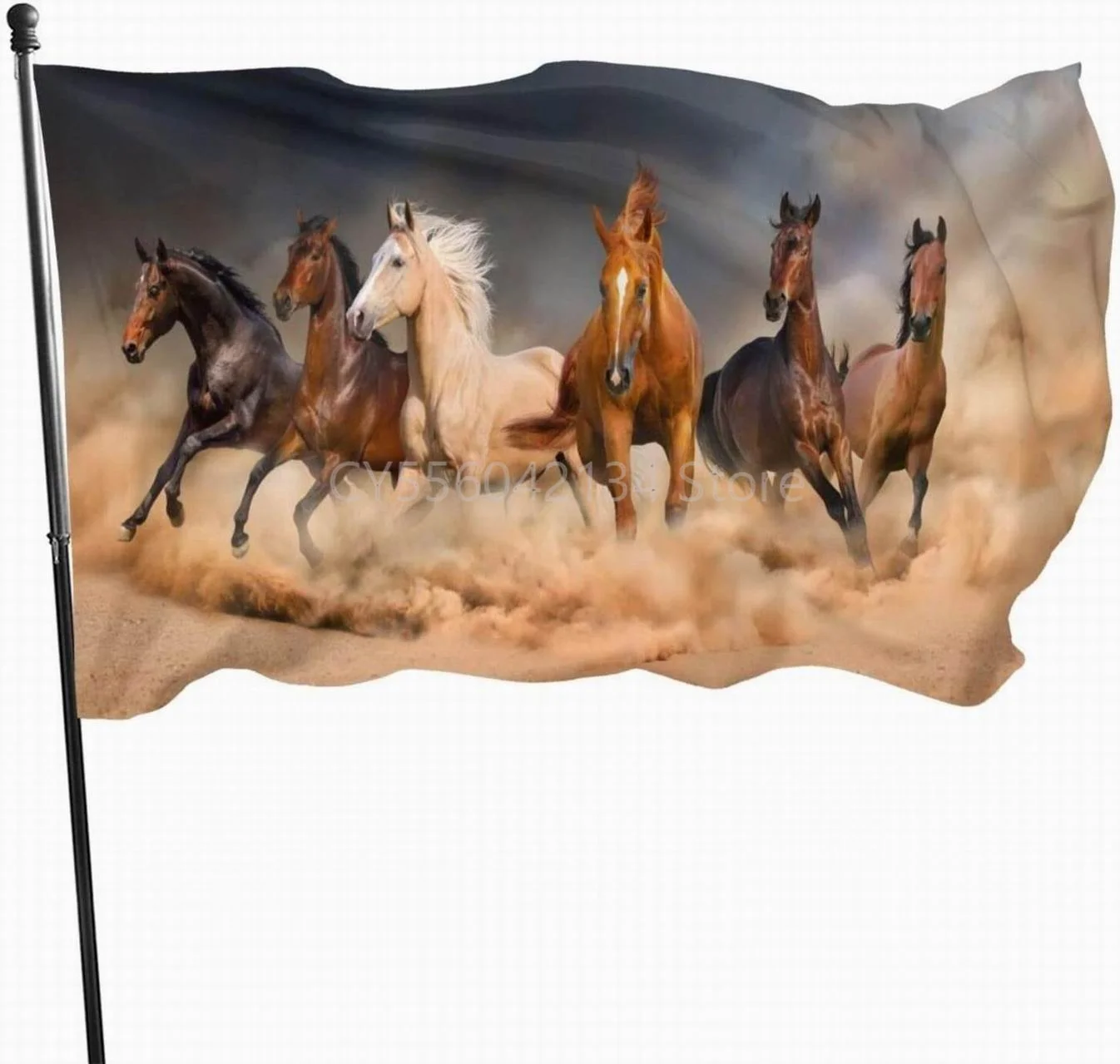 Лошадь, элегантная лошадь, бегущая лошадь в пустыне, Фотофон для улицы, Декор, флаги 90x150 см, x см