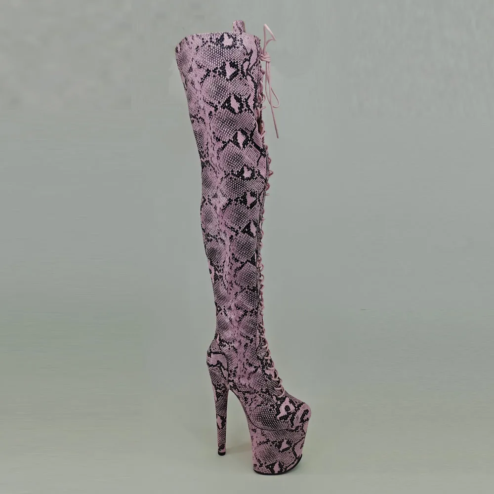 Leecabe  Snake 20CM/8inches Pole dancing shoes High Heel platform Boots closed toe Pole Dance boots