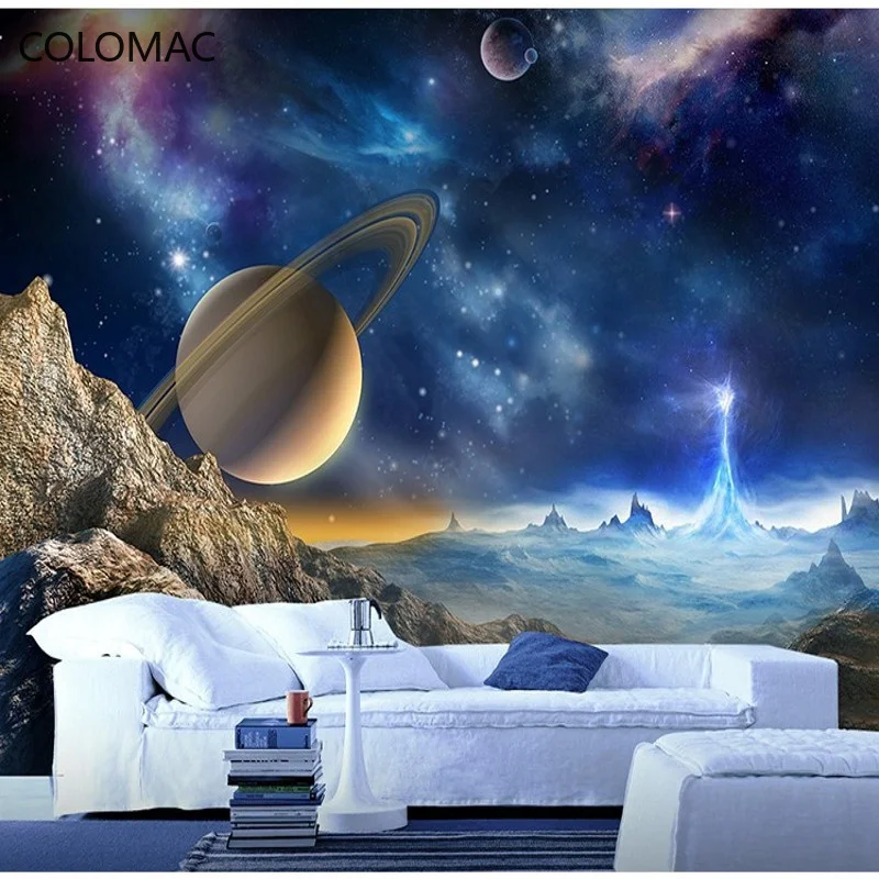 

Colomac Custom 3D Space Sky Science Fiction Theme Fashion Modern Wallpaper Roof Bar Restaurant Ceiling Mural Dropshipping