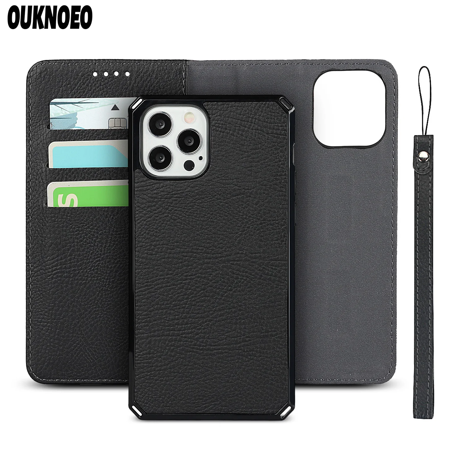 

Genuine Leather Magnetic Detachable Wallet Phone Cover For iPhone 13 12 Mini 11 Pro Max XS Max 7 8 6s Plus XR Protection Case