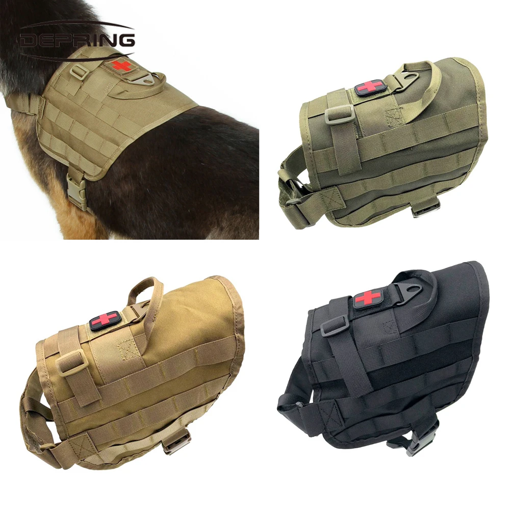 

Тактический Жилет для собак, жгут для тяжелой охоты, тренировочный военный Молл, Полицейская собака K9, жгут для средних и больших собак, аксе...