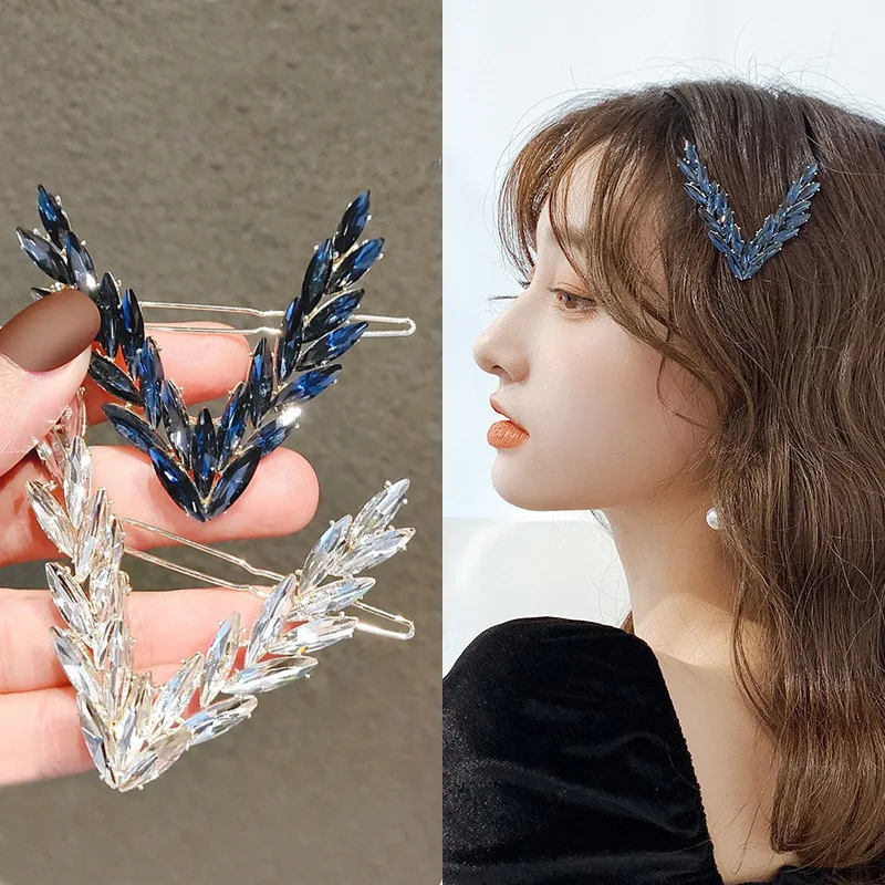 

V-Shaped Shiny Hairpin Women Crystal Rhinestone Luxury Bangs Hair Clip Girls Bobby Pin Barrette Bridal Hair Accessories Headwear