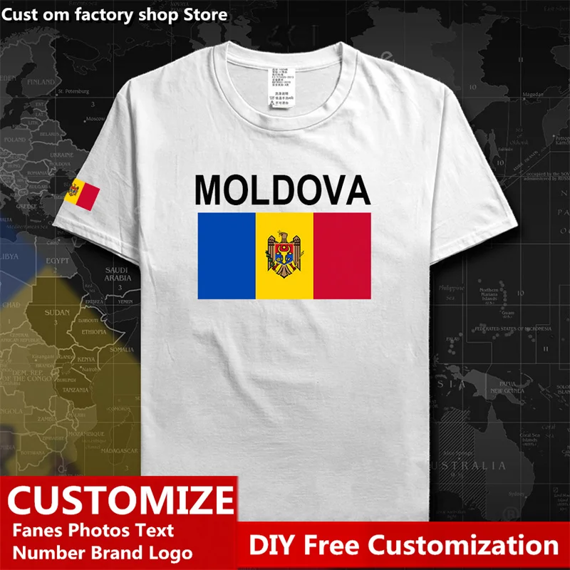 

Moldova Moldovan MDA MD Cotton T shirt Custom Jersey Fans DIY Name Number LOGO Tshirt Fashion Hip Hop Loose Casual T-shirt