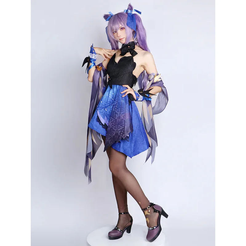 Костюм для косплея Genshin Impact Keqing парик униформы из аниме в китайском стиле костюмы