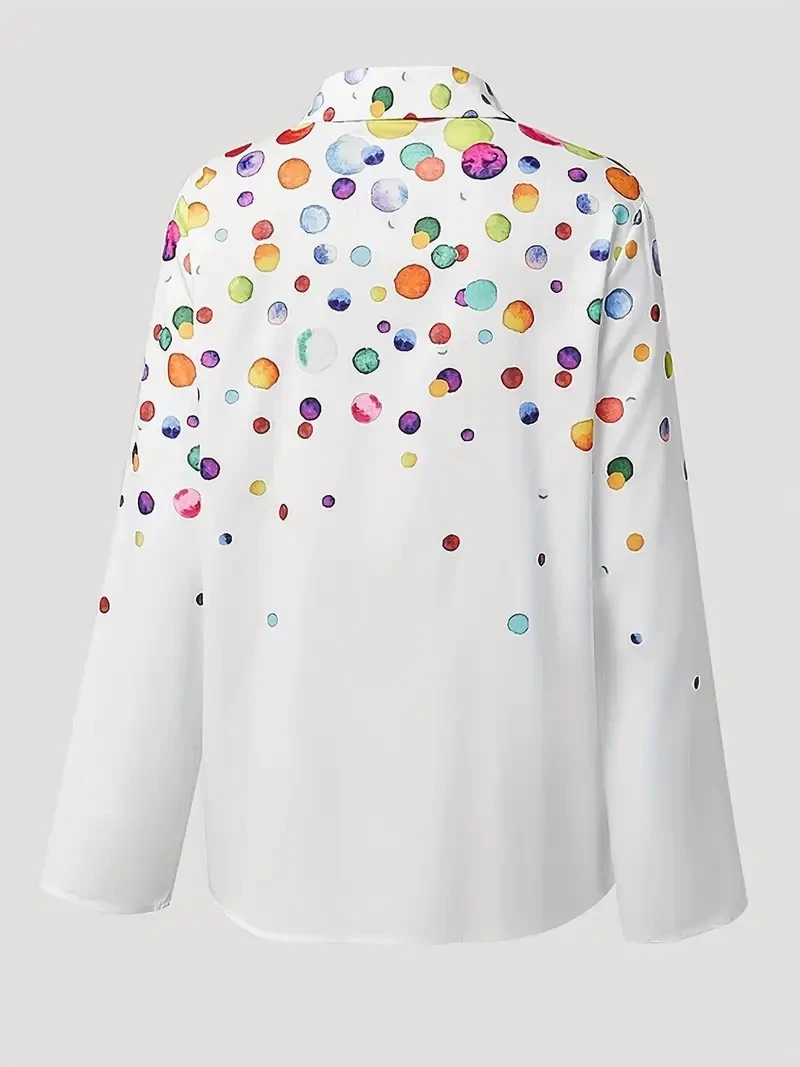 Модные женские рубашки и блузки цветная рубашка на пуговицах с принтом в горошек