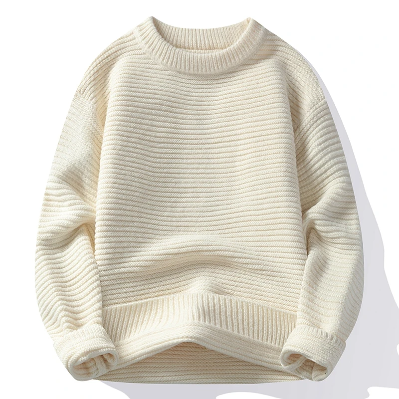 Новый жаккардовый свитер с круглым вырезом негладкий вязаный на осень/зиму 2024.