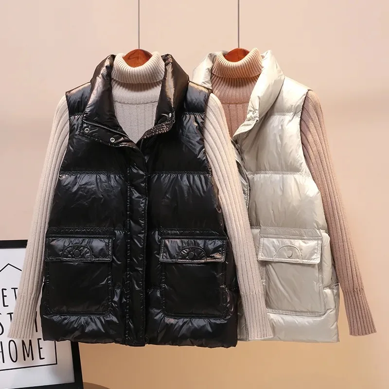 

2023 Winter New Women's Fashion Warm Down Cotton-padded Vest Jacket Wholesale Thick Sleeveless Parka Coat