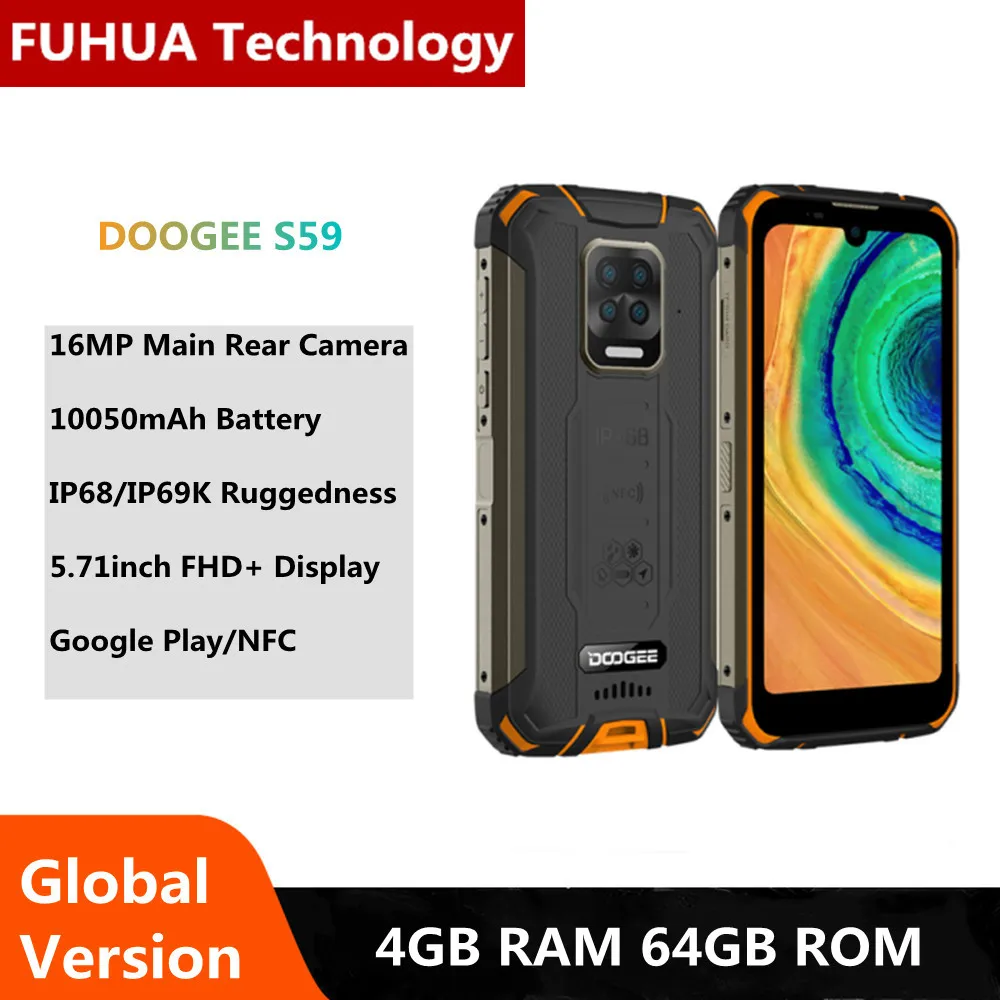 

Смартфон DOOGEE S59 защищенный, 10050 мАч, 4 + 64 ГБ, IP68/IP69K, 2 Вт