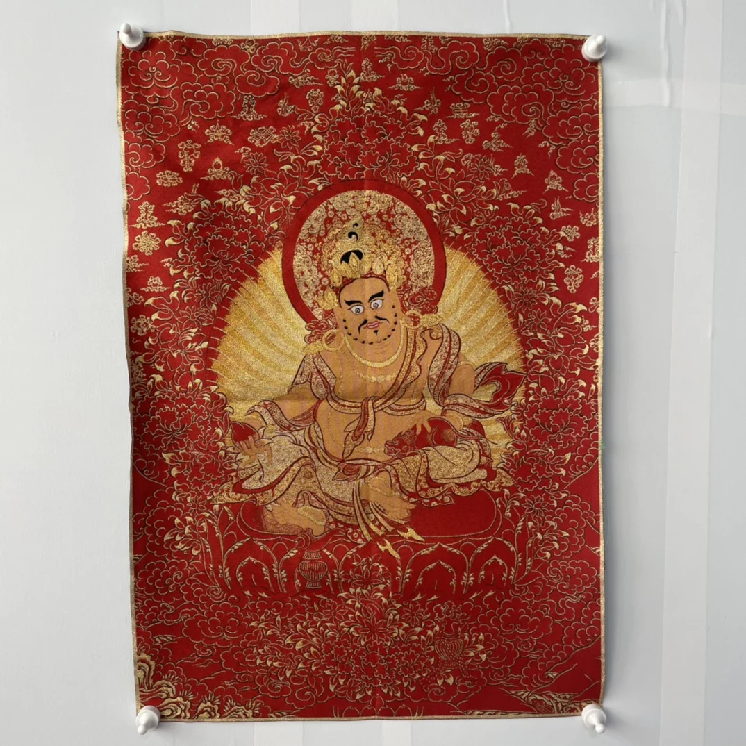 

China Embroidery Silk Thangka Fengshui Wealth" Bodhisattva Buddha " Painting Mural Handicraft Household Decoration#52