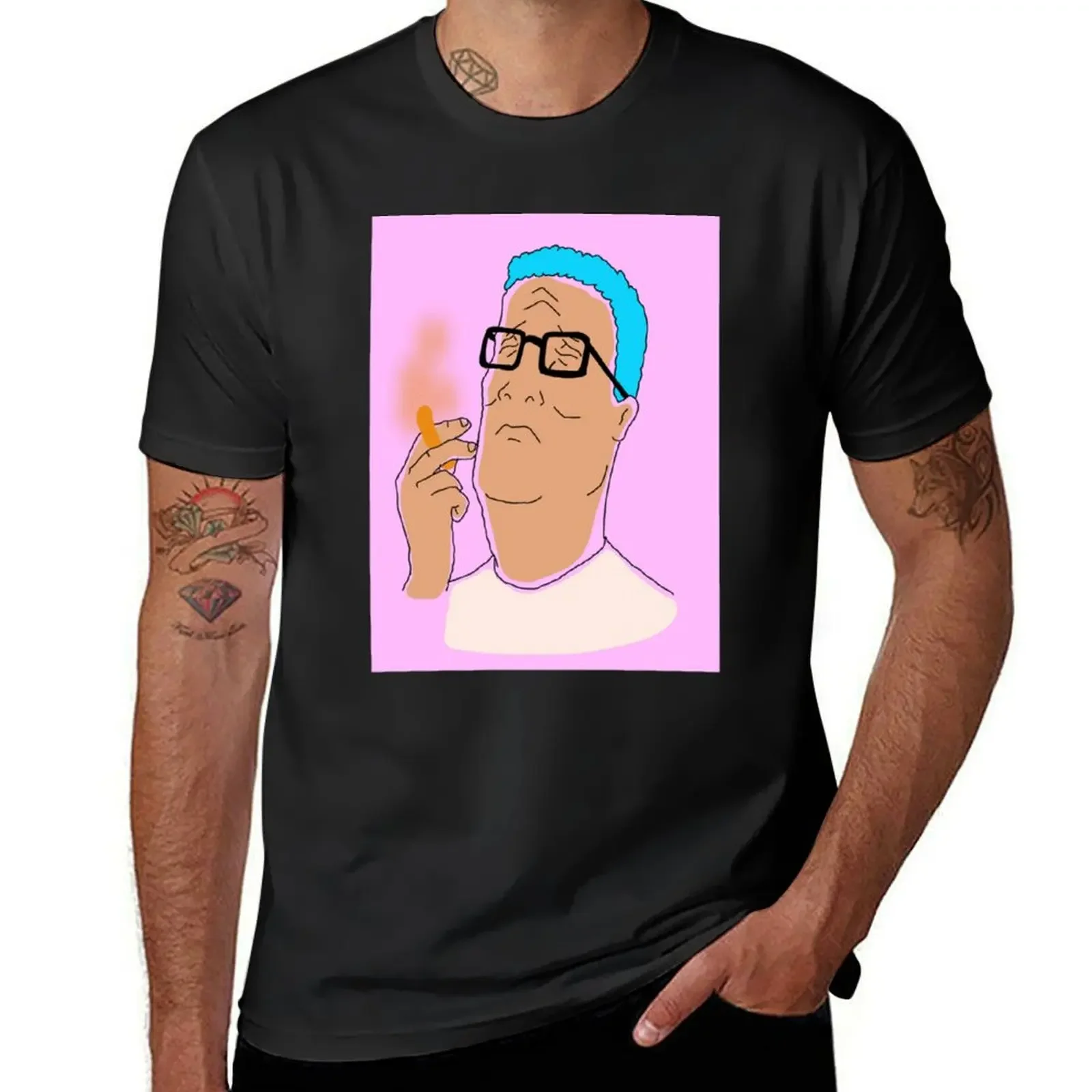 Hank Hill Smokin_ a Cheeto Puff T-Shirt blue lock funny costumes kawaii clothes Men's t-shirt